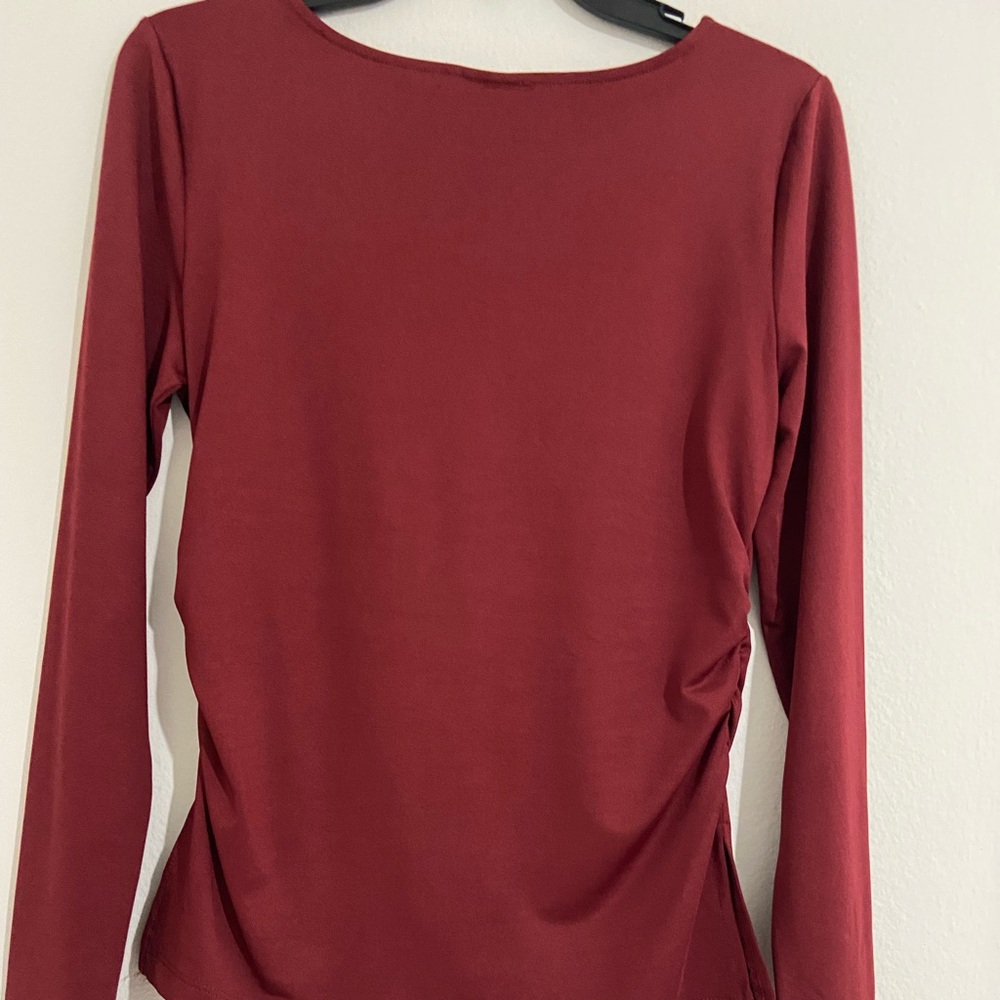 Elegant Long Sleeve Top - Rich Burgundy - Picture 6 of 7